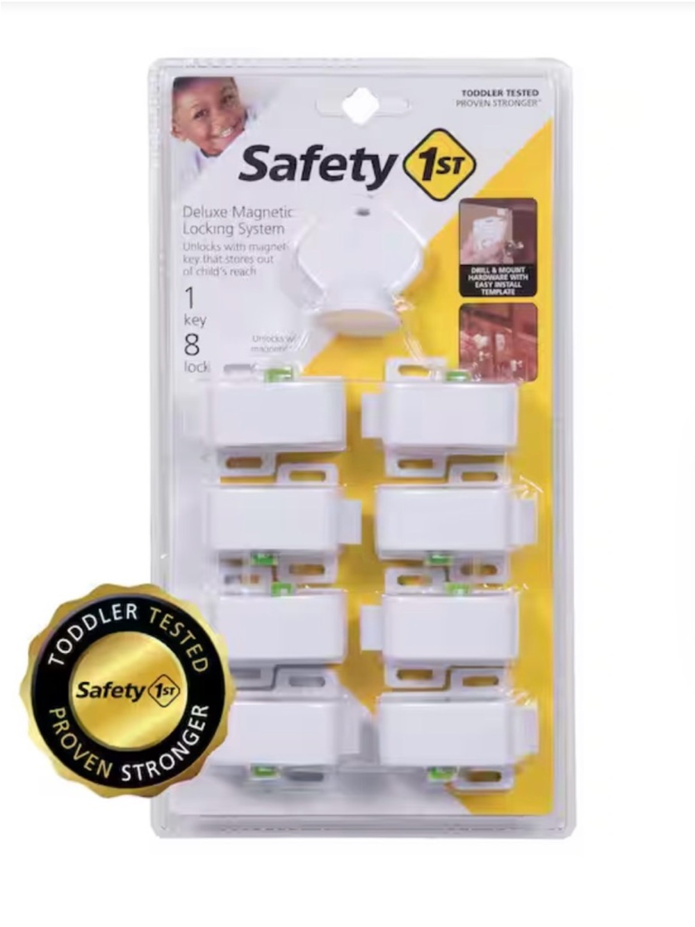SAFETY 1st White Deluxe Magnetic Locking System - 8 Pack NEW